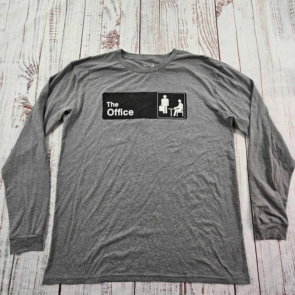 The Office Michael Dwight Gray Long SLeeve Cotton Blend T-Shirt Men's XL‎